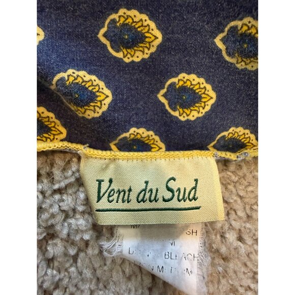 Vtg Vent Du Sud Tablecloth Sunflower & Olive Pattern Blue Yellow 77"x55" France - Picture 6 of 7